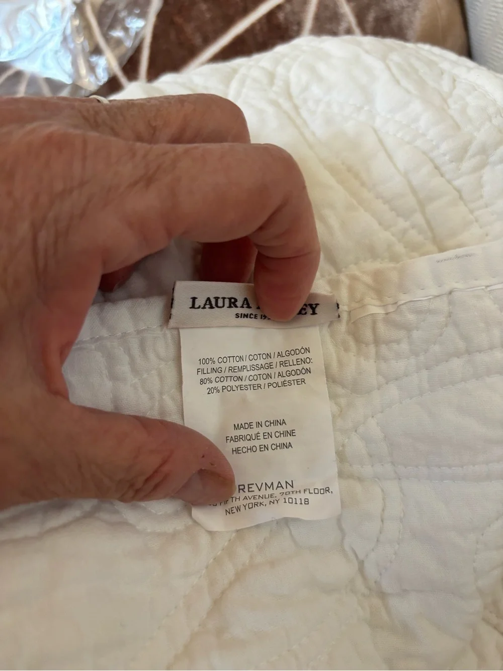 Laura Ashley Felicity King Quilt Set White Reversible 100% Cotton Shams Included